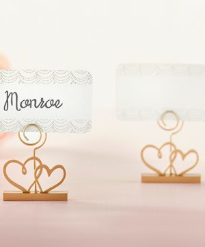 Gold Double Heart Place Card Holder (Set of 6)