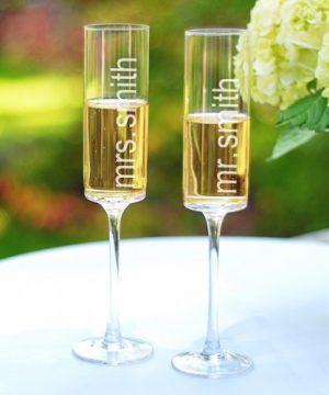 Personalized Contemporary Champagne Flutes
