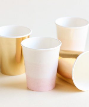 We Heart Pink and Gold Paper Cups