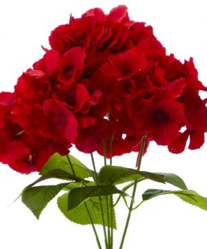 18" Red Artificial Hydrangea Bouquet - 24 Bunches