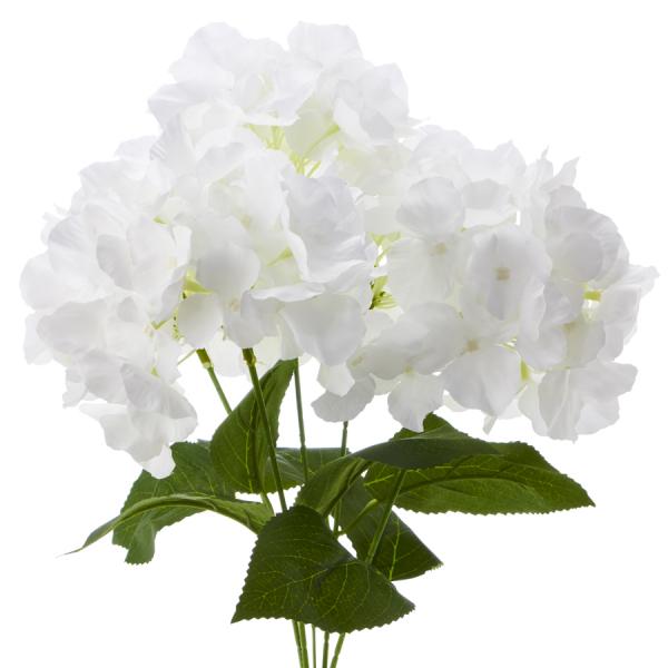 18" White Artificial Hydrangea Bouquet - 24 Bunches