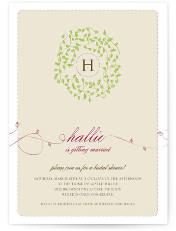 A Bride Wreath Bridal Shower Invitations