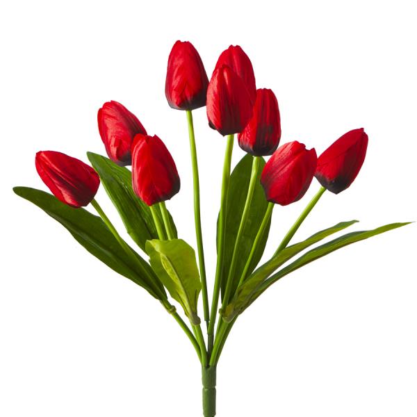 Artificial Large Bunch Tulip Flowers - 36 Pieces - Red