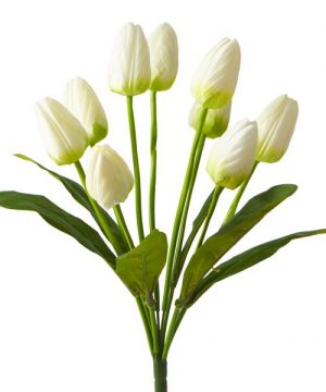 Artificial Large Bunch Tulip Flowers - 36 Pieces - White