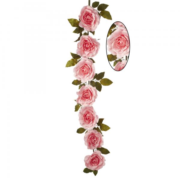 Artificial Rose Cane Garland 74" - Pink - 2 Pieces