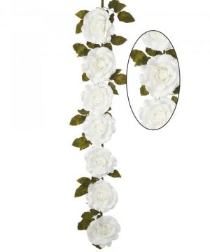 Artificial Rose Cane Garland 74" - White - 2 Pieces