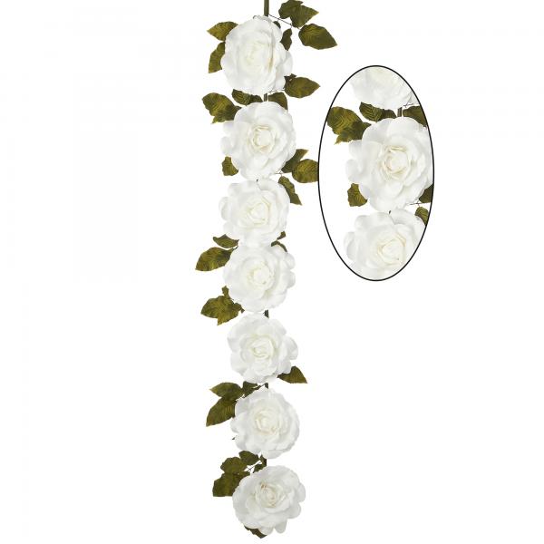 Artificial Rose Cane Garland 74" - White - 2 Pieces