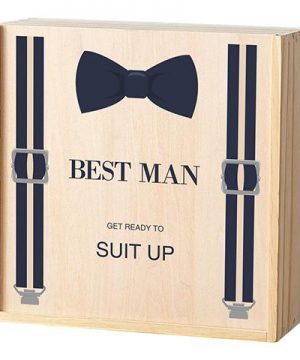Best Man Wooden Gift Box - Bow Tie & Suspenders