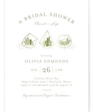 Bridal Terrariums Foil-Pressed Bridal Shower Invitations