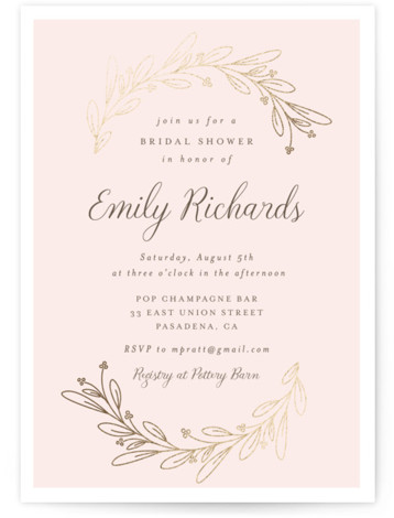 Bridal Wreath Foil-Pressed Bridal Shower Invitations