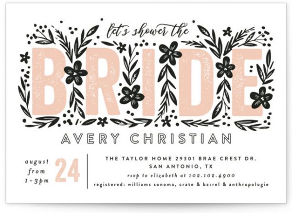 Bride Florals Bridal Shower Invitations