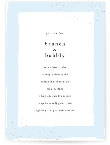 Brunch And Bubbly Foil-Pressed Bridal Shower Invitations