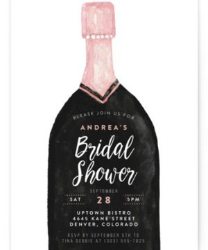 Champagne Bottle Bridal Shower Invitations