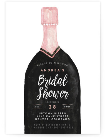 Champagne Bottle Bridal Shower Invitations