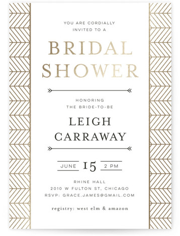 Chevron Foil-Pressed Bridal Shower Invitations