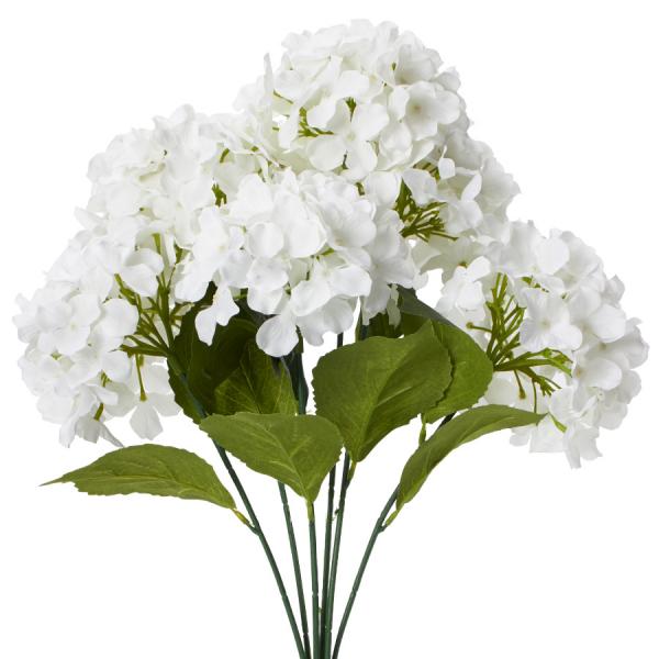 Decostar Artificial Hydrangea Bouquet 22½" - 24 Pieces - White