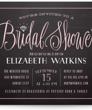 Diamond Chalkboard Bridal Shower Invitations