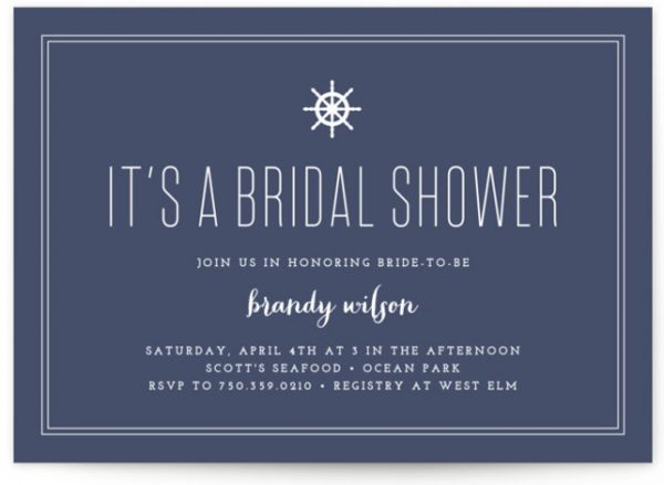 Down By The Sea Bridal Shower Invitations