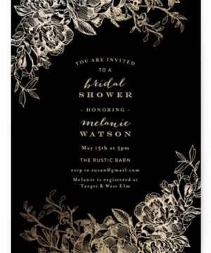 Engraved Flowers Foil-Pressed Bridal Shower Invitations