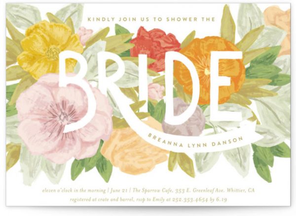 Floral Bride Banner Bridal Shower Invitations