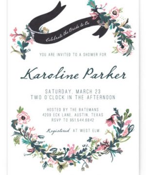 Floral Hand Painted Bridal Shower Invitations