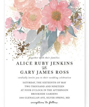 Fresh Watercolor Floral Foil-Pressed Wedding Invitations