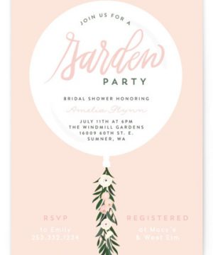 Garden Balloon Bridal Shower Invitations