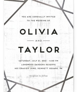 Gilded Concrete Foil-Pressed Wedding Invitations