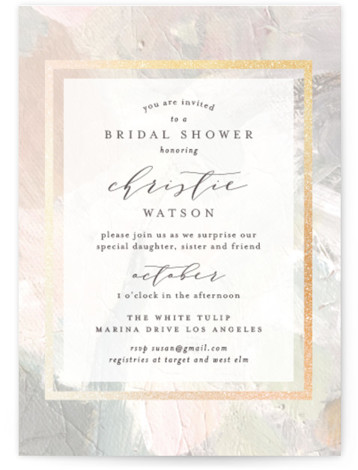Gilded Pastel Painting Foil-Pressed Bridal Shower Invitations