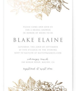 Gilded Wildflowers Foil-Pressed Bridal Shower Invitations