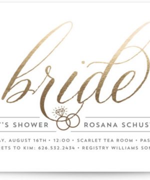 Golden Bride Foil-Pressed Bridal Shower Invitations