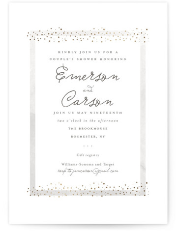 Golden Fleck Foil-Pressed Bridal Shower Invitations