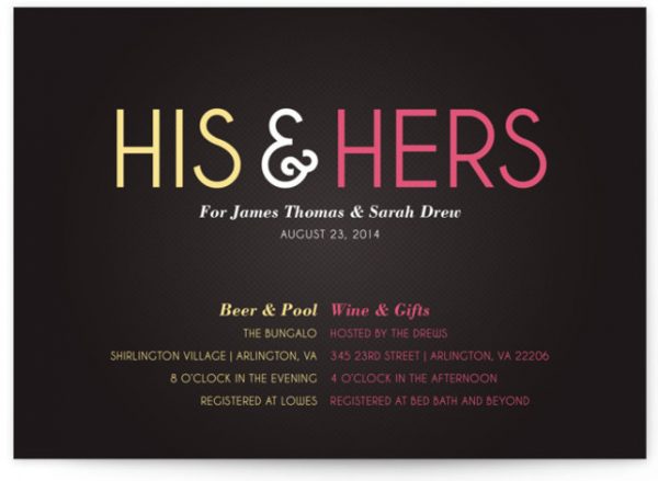 His And Hers Bridal Shower Invitations
