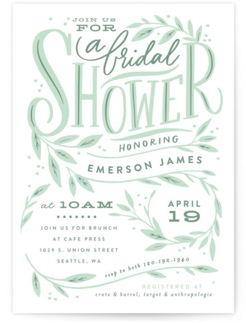 Leaf Framed Shower Bridal Shower Invitations