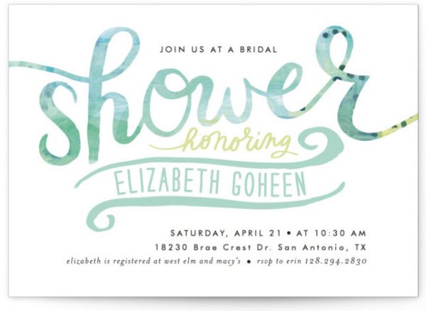 Painted Script Swash Bridal Shower Invitations