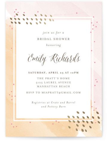 Painterly Foil-Pressed Bridal Shower Invitations