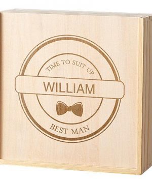Personalized Best Man Wooden Gift Box - Bow Tie