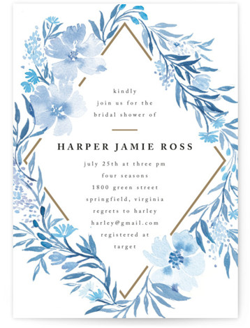 Poetic Blue Bridal Shower Invitations