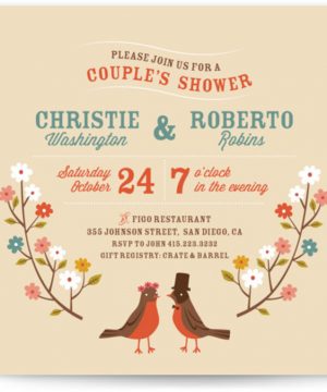 Robin's Garden Couple Bridal Shower Invitations