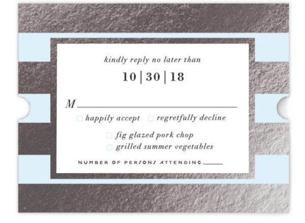 Romantic Stripes Foil-Pressed RSVP CardsP Cards