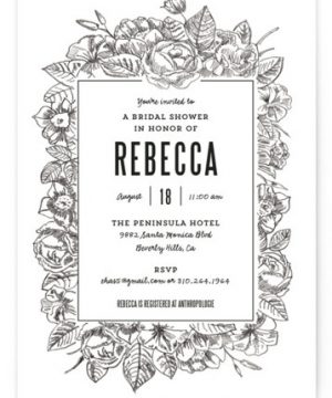 Sketched Foliage Bridal Shower Invitations