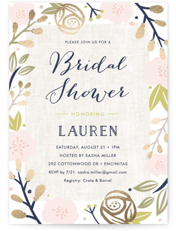 Spring Shower Foil-Pressed Bridal Shower Invitations