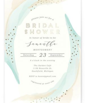 Tranquil Foil-Pressed Bridal Shower Invitations