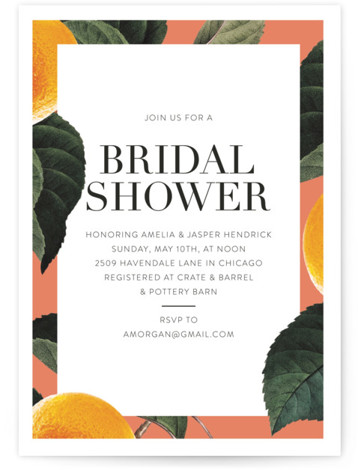 Tropical Border Bridal Shower Invitations