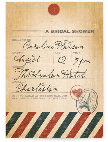 Vintage Pack Your Bags Bridal Shower Invitations