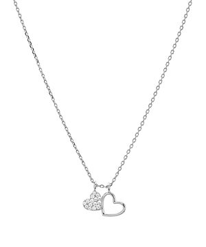 Aqua Double Heart Pendant Necklace in 14K Gold-Plated Sterling Silver or Sterling Silver, 16 - 100% Exclusive