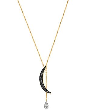 Bloomingdale's Black & White Diamond Crescent Pendant Necklace in 14K Yellow & White Gold, 0.60 ct. t.w. - 100% Exclusive