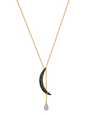 Bloomingdale's Black & White Diamond Crescent Pendant Necklace in 14K Yellow & White Gold, 0.60 ct. t.w. - 100% Exclusive