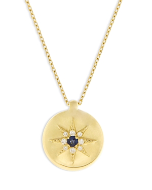 Bloomingdale's Blue Sapphire & Diamond Sun Medallion Pendant Necklace in 14K Yellow Gold, 17 - 100% Exclusive