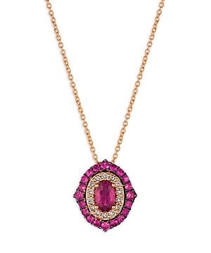 Bloomingdale's Ruby and Nude Diamond Pendant Necklace in 14K Rose Gold, 14.4 - 100% Exclusive